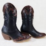 Cowboy snake print Black and Brown Western Boots Size 7 Photo 0