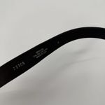 Unbranded Vintage Womens Black Leather Belt Size Medium Solid Brass Italian Photo 2