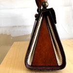 Vintage John Romain The Vouge Handbag 70s Sturdy Leather Tweed Brown Cream Photo 3