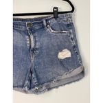 Aerie  Women's Blue Distressed Denim Cutoff Shorts Rolled Hem Size M Photo 2
