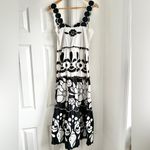 Farm Rio Black And White Summer Cutwork Organic Cotton Midi Dress Photo 5