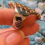 Statement Ring Gold Plated White Enamel Scale Photo 7