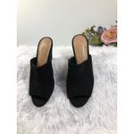 Cest. 1946 Women’s Black Suede Mule Sandals Cone Heel 3” Size 7 Peep Toe Slip on Photo 2
