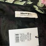Showpo Jaspha Sheer Detail Ruffle Skirt V Neck Mini Dress In Black Floral Pink Size 16 Photo 6