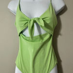 Wilfred  Aritzia Lime Green Tie Front Cutout One Piece Swimsuit Women's Medium Photo 0