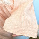 Sage  Bell Sleeve Orange White Deep V-Neck Mini Dress Photo 3