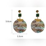 Simulated Emerald & Abalone Dangle Earrings NWT Green Photo 2