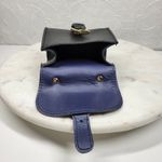 Vintage Italian Mini Black Leather Top Handle Bag Gold Buckle Made in Italy Photo 7