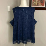 Catherines  navy blue sequin lace tank top size 34WP Petite Womens Plus Wedding Photo 2