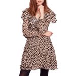 Free People  cheetah‎ ruffle wrap frenchie dress Photo 5