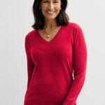 Croft & Barrow  Sweater XXL Red The Extra Soft V Neck Long Sleeve Womens NWT Photo 0