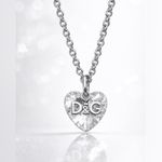 Dolce & Gabbana Vintage D&G Jewels Clear Crystal Heart Necklace w Logo Pendant Original Packing Photo 1