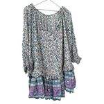 Spell & The Gypsy Flora Boho Mini Dress Purple Border XS Blue Photo 6