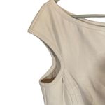 Bailey 44 Cream Cap Short Sleeve Boat Neck Stretch Fitted Blouse Women Sz L Photo 2