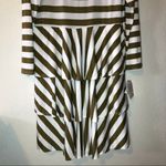 LuLaRoe Dress Cream & Tan Striped Georgia Dress Sz 3X NWT Ruffled Skirt Long Slv Photo 1