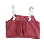 PRETTY GARDEN Rose Pink White Curvy Strap Crop Top Size Small Photo 3