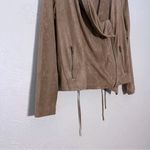 Cupcakes and Cashmere   Moto Zip Jacket Large Faux Suede SZ L Tan Photo 2