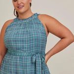 Torrid New  Maxi Lindsay Hi Neck Blue Plaid Tiered Long Dress Size 2X Sleeveless Photo 16
