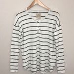 Chaser  thermal Henley white black striped top Photo 1