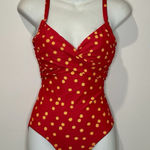 Sundance  Twist Back One Piece Swimsuit Red with Sunburst Pattern Size XS EUC!! Photo 0