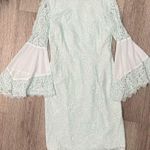 White House | Black Market  Size 4 Lace Light Teal Flare Sleeve Dress Photo 0
