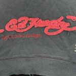 Ed Hardy Don Christian Audigier Black Hoodie Sweater Size Medium Y2K Skull Gems Photo 8