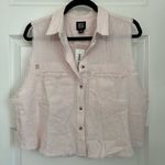BDG  Pink Linen Sleeveless Button Down Crop Shirt Size S NWT Photo 0