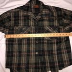 POL  Plaid Button Up Jacket Size M Frayed Distressed Hem Green Flannel Pockets Photo 5