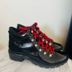 Schutz  Patent Leather Hiking Boots Booties,‎ Red Laces/Black, Size 6.5, NWOT Photo 0