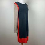 Eliza J  Sweater Dress Small Stretch Knit Colorblock Long Sleeve Exposed Zip Gray Photo 3