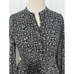 Boden Smocked Jersey Shirt Dress Floral Long Sleeve Green Black Pink 4 Long Photo 2