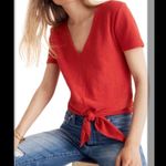 Madewell  Texture & Thread Red Tie Front Short Sleeve Tee Photo 1