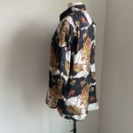 Silk Medallion Button Down Shirt Womens Sz XL Navy Red Royal Black Photo 4