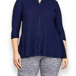Lane Bryant   plus size 18/20 blue knit peplum shirt jacket zip front 3/4 sleeves Photo 0