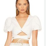 ASTR  the label Womens Nuria Top White linen size small cropped tie wist Photo 1