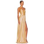 New Retrofête Doss Metallic Gold Pleated Gown Size S Photo 1