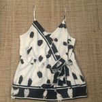 Banana Republic Side-Tie Wrap Tank Catherine Animal Print Ivory with Navy Sz Med Photo 0