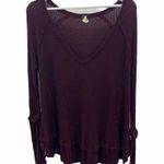 Free People We The  Size S Laguna Shirt Thermal Waffle Knit Maroon Oversized Top Photo 2