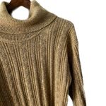 Vintage gold metallic sparkle ribbed knit turtleneck tunic sweater size medium M Photo 1