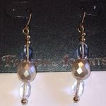 Sensitive Ears Off White Clear Glass Beads Gold Tone Beaded Boho Earrings Photo 0