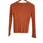 ZARA Crochet Ribbed Long Sleeve Round Neck Sweater See Through L Burnt Orange Photo 7