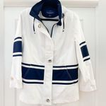 Mackintosh New England Poplin Nautical Rain Jacket Blue White Striped Medium Photo 1
