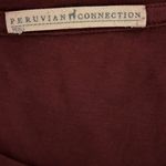 Peruvian Connection  L Pima Cotton Top Shirt Burgundy Bishop Sleeves TINY FLAW Photo 3