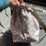 Chic Brown and White Drawstring Bag Tan Photo 2