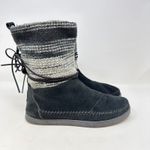 Toms Nepal Suede & Woven Fleece Moccasin Boot Black Size 8 Photo 4