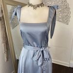 Show Me Your Mumu  Romantic Whimsical Satin Blue Claire Midi Dress L Photo 2