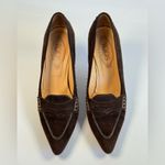 Tod's Penny Loafer Suede Kitten Heel Pumps Women’s Size 8.5 Brown Photo 2
