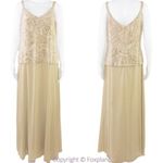 Vintage Alex Evenings floral embellishment‎ top beige/ brown dress, size 12 Photo 1