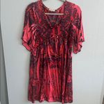 One World  “Live and Let Live”‎ Red Boho Peasant Dress Photo 1
