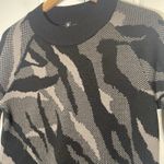Athleta Women's XXS Black Knit Pullover Crew Neck Camo Sweater Sweatshirt Photo 1
